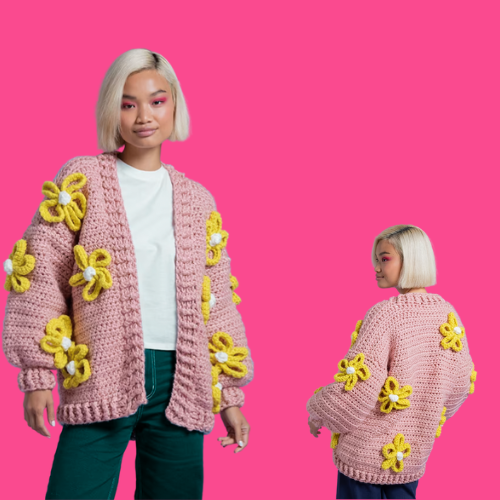 Sunshine and Daisies Cardigan – a cozy, free crochet pattern in Paintbox Yarns Super Chunky. Instant PDF download.